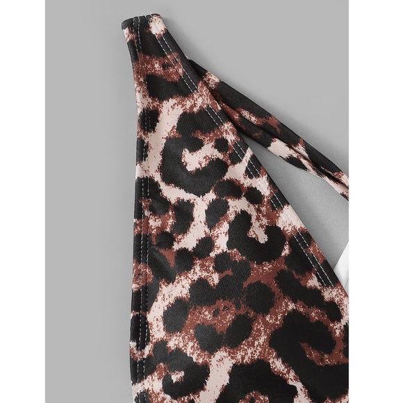 Leopard Criss Cross Backless One Piece Swimsuit - Picture 9 of 13